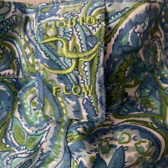 Tighman Active Fit Short in Blue with Green Paisley by Liquid Flow W32 - Picture 3 of 6